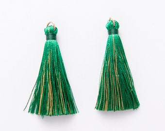 6pcs Silky Tassels, Green Silk Thread Tassels, Jewelry Tassel, 5cm Short Tassels, Mini Tassels, Jewelry diy Material，Tassels Earrings Making