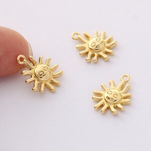 10pcsReal Gold Plated Sun Charm, Sun Face Charm, Sun Charm for Jewelry Making,DIY Materials, high quality, nickel free