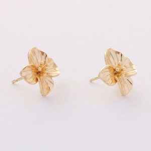 6pcs Real Gold Plated Flower Earrings, Floral Earrings Stud,Flower Post Earrings, Earring Attachment, Jewelry Accessories image 2