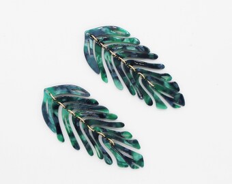 4pcs Green Leaf Shape Cellulose Acetatic Charm Resin Pendants Colorful Charm Jewelry Charm Diy Jewelry Accessories Craft Supplies