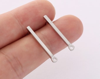 10 Stück Platin Bar Ohrringe Ohrstecker, 25mm Stick Post Ohrring, Ohrring Befestigung, Schmuckherstellung, Material Bastelbedarf