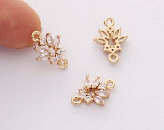 10pcs CZ Pave Charm, Zircon Branches Connector, Birthstone Charm, 8*10mm, Gemstone Charm,Jewelry Making,Material Craft Supplies