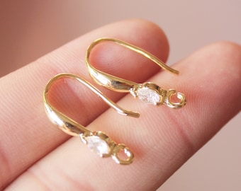 6PCS Real 18K Gold Plated Cubic Zirconia Earrings, cz Pave Post Earrings,cz Pave Ear Stud