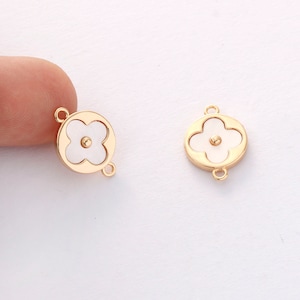 6PCS Real Gold Plated Clover Shell Charm,Shell Drop, Shell Pendant, Jewelry Making Material, Crafts Supplies, Earrings diy