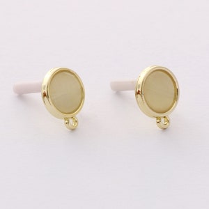 10pcs Quality Gold Plated Alloy Earrings, 10mm Round Opal Stud Earrings ,Earring Jewelry DIY Material