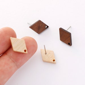 10pcs Diamond Wood Earrings, Wood Stud Earrings,Ear Wire, Earrings Post,Wood Jewelry Accessories, Diy Material, Craft Supplies