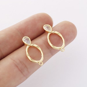 6pcs Real Gold Plated Teardrop Earrings, Zircon Taerdrop Stud Earrings, Minimalist Geometry Earrings,Jewelry accessories,Nickel Free