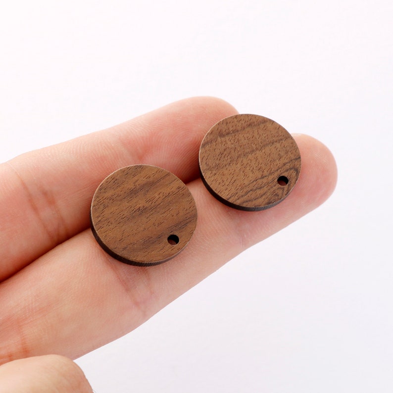 10pcs Round Circle Wood Earrings, Wood Stud Earrings,Ear Wire, Earrings Post,Wood Jewelry Accessories, Diy Material, Craft Supplies image 1