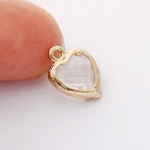 10pcs Clear Heart Charm, Heart Glass Pendant, Faceted Glass Charm,Framed Glass, Jewelry Accessories, Wholesale