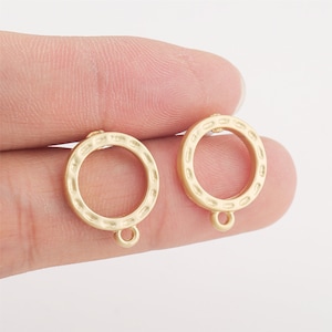 10PC Matt Gold Round Circle Earrings,Ear Stud,Earring Attachment,Statement Post Earring,Jewelry Making,Material Craft Supplies,High Quality image 1