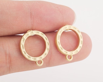 10PC Matt Gold Round Circle Earrings,Ear Stud,Earring Attachment,Statement Post Earring,Jewelry Making,Material Craft Supplies,High Quality