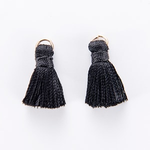 10pcs Silky Tassels,Black Silk Thread Tassels,Jewelry Tassel,2.5cm Short Tassels,Mini Tassels,Jewelry diy MaterialTassels Earrings Making
