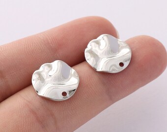 10PCS Platinum Round Earrings, Geometric Earring Attachment, Post Earring,Jewelry Making,Material Craft Supplies