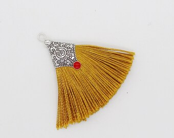 2pcs Silky Tassels,Yellow Thread Tassels,Jewelry Tassel,Fan Shape Tassels,Jewelry diy Material,Tassels Earrings Making