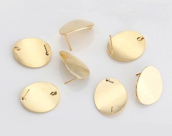 6PCS Real 18K Gold Plated Large Oval Earrings, Geometric Earring Attachment, Statement Post Earring,Jewelry Making,Material Craft Supplies