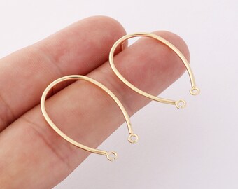 1Opcs Real Gold Plated U Shape Earrings, Post Earring, Geometric Earring Attachment, Jewelry Making,Material Craft Supplies