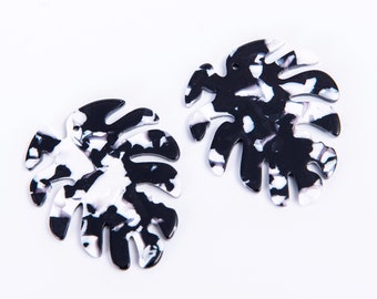 6pcs Leaf Shape Cellulose Acetatic Resin Pendants Colorful Charm Jewelry Charm Diy Jewelry Accessories Craft Supplies