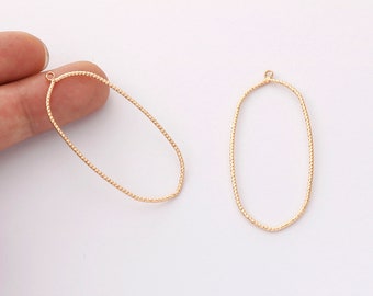 10pcs Real Gold Plated Large Oval Charm, Oval Circle Pendant,Earrings Accessories,DIY Earring attachment