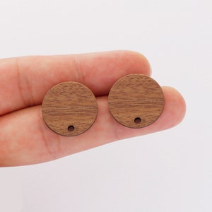 10pcs Round Circle Wood Earrings, Wood Stud Earrings,Ear Wire, Earrings Post,Wood Jewelry Accessories, Diy Material, Craft Supplies image 2