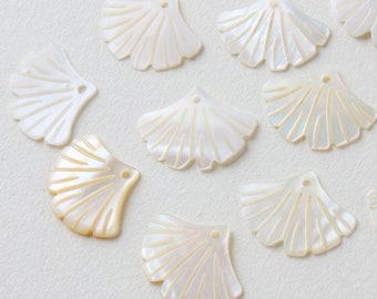 6pcs Naturally Shell Charm, Hollow Ginkgo Leaf Shell Pendant, Shell Finding, Earrings  Making, Jewelry Materials
