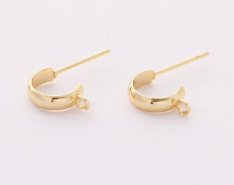 Pendientes en forma de C chapados en oro real de 6 piezas, pendientes de aro Huggie, pendientes Huggie de oro, Huggie pequeño, aros Huggie, alta calidad, sin níquel