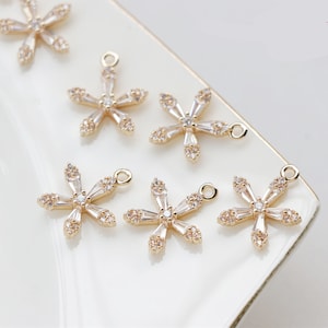 10pcs CZ Pave Charm, Zircon Flower Pendant, Rose Red Flower Charm,12mm,Jewelry Making,Material Craft Supplies