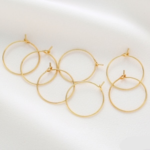 10pcs Real Gold Plated Wine Glass Charm Hoops, 20mm/25mm/30mm Hoop, Wine Charm Rings Earring Hoops, Wine Glass Charm Rings, Beading Hoops