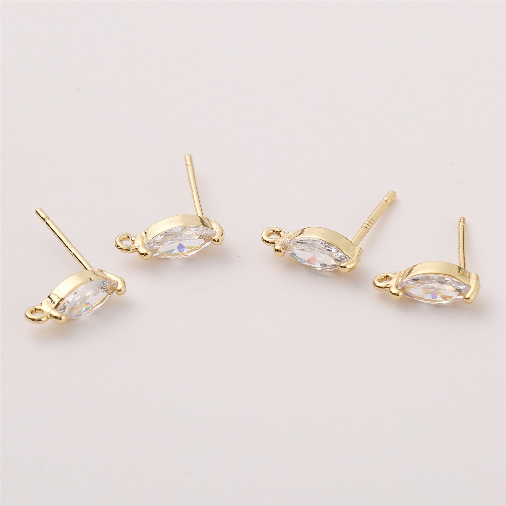 Boucles D'oreilles Soirée Plaqué Or Avec Cristaux Ovales - Dormeuses élégantes