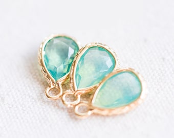Abalorio de cristal con marco de 10 piezas, abalorio de ópalo verde, abalorio de piedra natal, abalorio de cristal en forma de lágrima, abalorio de cristal, fabricación de joyas, materiales para manualidades