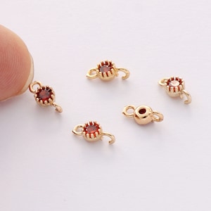 10pcs Tiny Mini Zircon Connector, 4MM Round Zircon Charm, Framed Glass, Small Bezel Connector, Jewelry Accessories, Wholesale