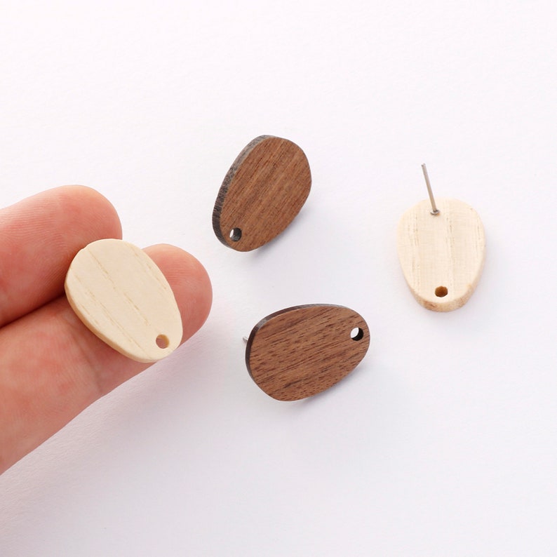 10pcs Teardrop Wood Earrings, Wood Stud Earrings,Ear Wire, Earrings Post,Wood Jewelry Accessories, Diy Material, Craft Supplies image 1