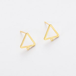 10PCS Real Gold Plated Triangle Earrings, Geometric Earring Attachment, Triangle Post Earring, Jewelry Making, Material Craft Supplies