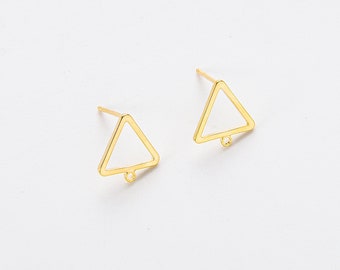 10PCS Real Gold Plated Triangle Earrings, Geometric Earring Attachment, Triangle Post Earring, Jewelry Making, Material Craft Supplies