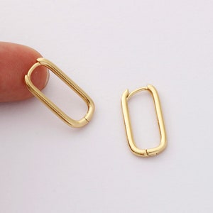 6pcs Real Gold Plated Rectangle Hoops, Rectangle Ear Hoop, Rings Earring Hoops, Charm Rings, Hoops Earrings
