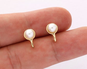 Pendientes de aleación chapados en oro de 10 piezas, pendientes de perlas, Material de bricolaje de joyería de pendientes