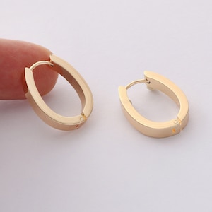 2pcs Real Gold Plated Oval Hoop Earrings, Oval Ear Hoop, Rings Earring Hoops, Charm Rings, High-quality, Nickel Free