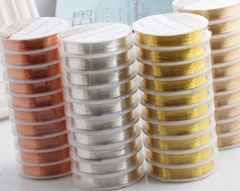 1 roll Gold plated brass wire,28 26 24 22 20 18 Gauge Crochet Wire for Jewelry Making