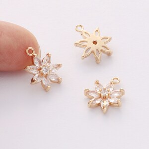 10pcs 7x9mm 14k Gold Plated Brass CZ Pave Zircon Flower 10pcs 7x9mm 14k Gold Plated Brass CZ Pave Zircon Flower