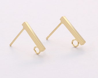 6 Stück Echt Vergoldet Bar Ohrringe Ohrstecker, Stick Post Ohrring, Ohrring Befestigung, Schmuckherstellung, Material Bastelbedarf