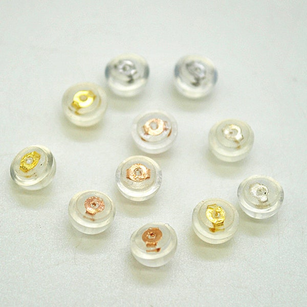 50PCS High Quality 925 Sterling Silver Rubber Silicone Earring Stopper, Earnuts, Backing,Butterfly Earring Backs Stoppers,Gold/Platinum