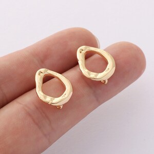 10PS Real Gold Plated Alien Earrings Stud,Large Teardrop Earrings, Geometric Earring Attachment, Jewelry Making, Craft Supplies,Nickel Free