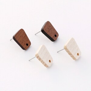 10pcs Trapezoid Wood Earrings, Wood Stud Earrings,Ear Wire, Earrings Post,Wood Jewelry Accessories, Diy Material, Craft Supplies image 2