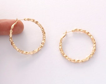 Pendientes de aro chapados en oro de 18 quilates reales de 2 uds.