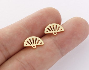 10pcs Real Gold Plated Semicircle Earrings, Semicircle Stud Earrings, Minimalist Geometry Earrings,Jewelry accessories,Nickel Free
