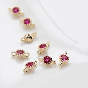 10PCS Real Gold Plated Cubic Zirconia Charms, Micro Pave Charms, Tiny Mini cz Connector,Necklace Charmsls, Jewelry Making,Craft Supplies