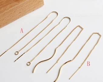 May include: Six pairs of gold chain earrings with different styles of posts. The earrings are labeled A and B.