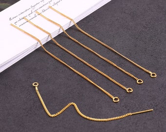 10PCS Real Gold Plated Threader Earrings, Brass Thread Earrings , Chain Earrings, Ear Thread Earrings,Jewelry Making Material Craft Supplies