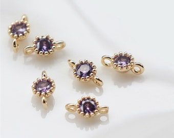 10 piezas de abalorios de circonia cúbica chapados en oro real, abalorios de Micro Pave, conector Mini cz pequeño, abalorios de collar, fabricación de joyas, suministros para manualidades