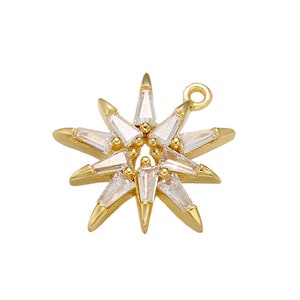 6PCS Nickel-free Real Gold Plated Star Charms, Micro Pave Charms, CZ Star Connector, Star Pendant,Necklace Charm, Jewelry Making