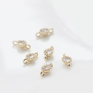 10PCS Real Gold Plated Cubic Zirconia Charms, Micro Pave Charms, Tiny Mini cz Connector,Necklace Charmsls, Jewelry Making,Craft Supplies